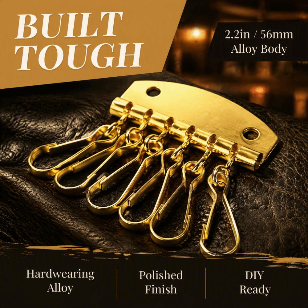 6 Hooks Clasp Clip Leather Keychain Gold/Bronze Color Key Row Wallet For DIY Crafting
