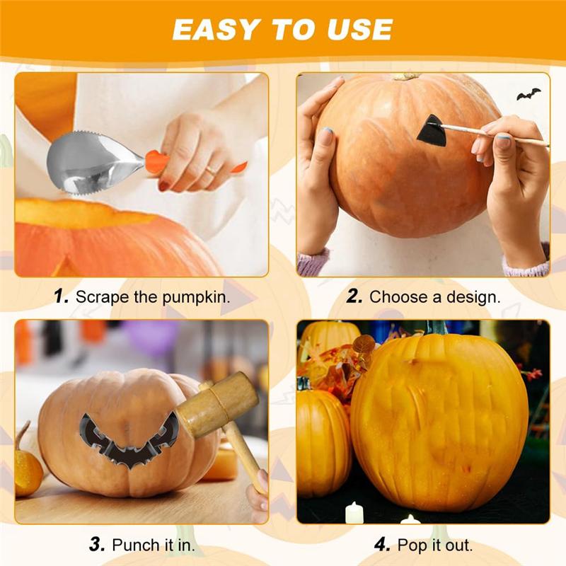 Pumpkin Carving Tool Set 13 Pieces DIY Halloween Carving Kit Mold Includes All Needed Supplies