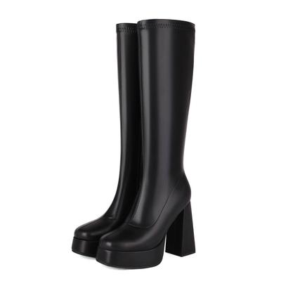 ПУ Осенне-зимняя обувь на очень высоком каблуке Сапоги для верховой езды Европейский дизайн на платформе Сапоги Keep Warm Thigh High
