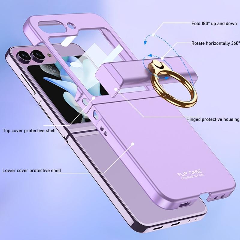 For Z Flip6 Scratch Resistant Smartphone Shell Magnetic Case With Hinge Guard, Full Body Sleeve, Integrated Screen Cover