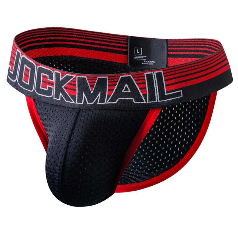 Трусы JOCKMAIL, модное брендовое сексуальное мужское нижнее белье, дышащее сетчатое нижнее белье с низкой талией, высоким разрезом, большой чехол для мошонки, спортивные трусы