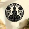 2D Flat, 1 Piece Of Lotus Metal Wall Art With A Serene Buddha Statue - With A Intricate Floral Design