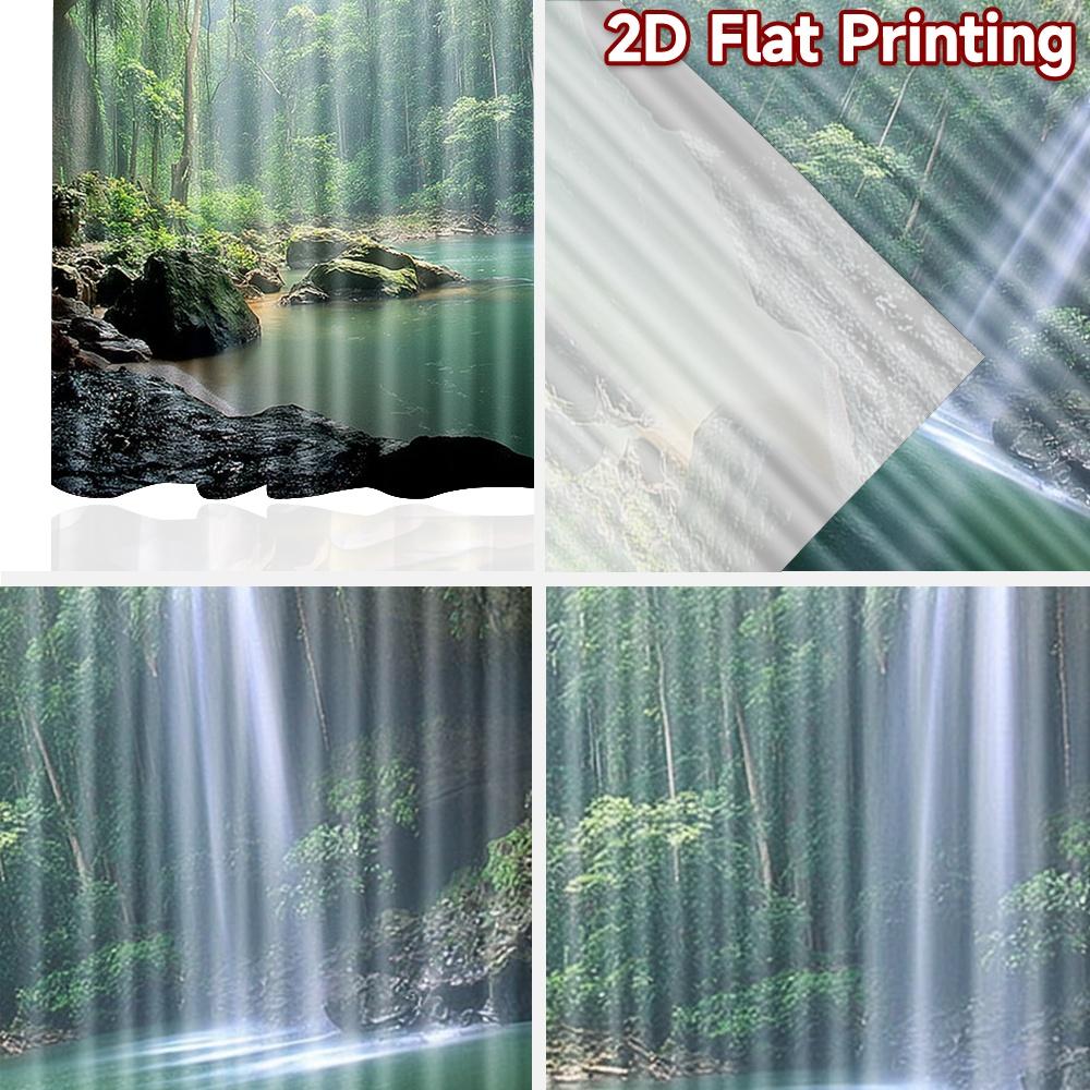 2D плоская печать 2 шт. Оконные занавески Пещера Водопад Лес Природа Цифровая печать Полиэстер Шторы Сезонные Вечеринка и Праздник