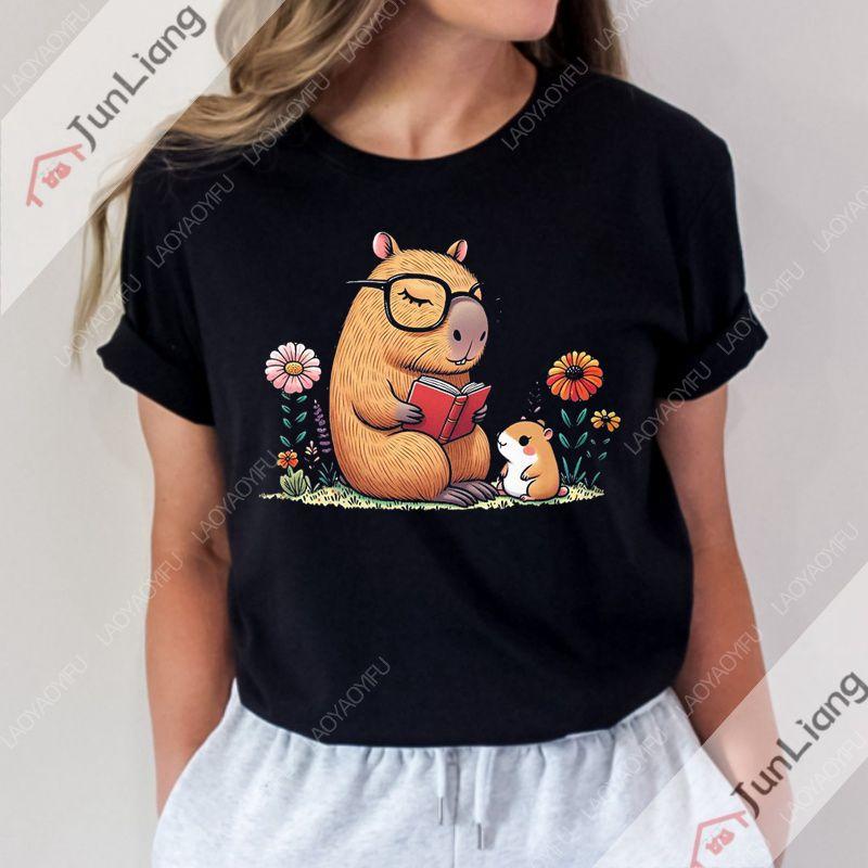 Футболка Capyeras Funny Cute Capybara Color Concert Tour Cute Animal с короткими рукавами и круглым вырезом, свободный топ Harajuku