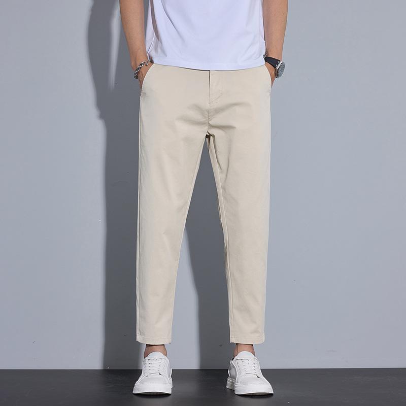 Men's Summer Nine-point Pants Slim-fitting Ice Silk Thin Pants Men's New Small Straight-leg Casual Pants
