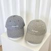 Spring/Summer New Trendy Brand Letter Embroidered Soft-Top Baseball Cap for Women, Fashionable Versatile Plaid Baseball Cap to Make the Face Look Sma