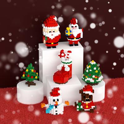 Нетоксичные Рождественские Игрушки для Детей Строительные Блоки Микро Кирпичики DIY Мини Елка Санта Клаус Снеговик Рождественские Украшения Новый Год