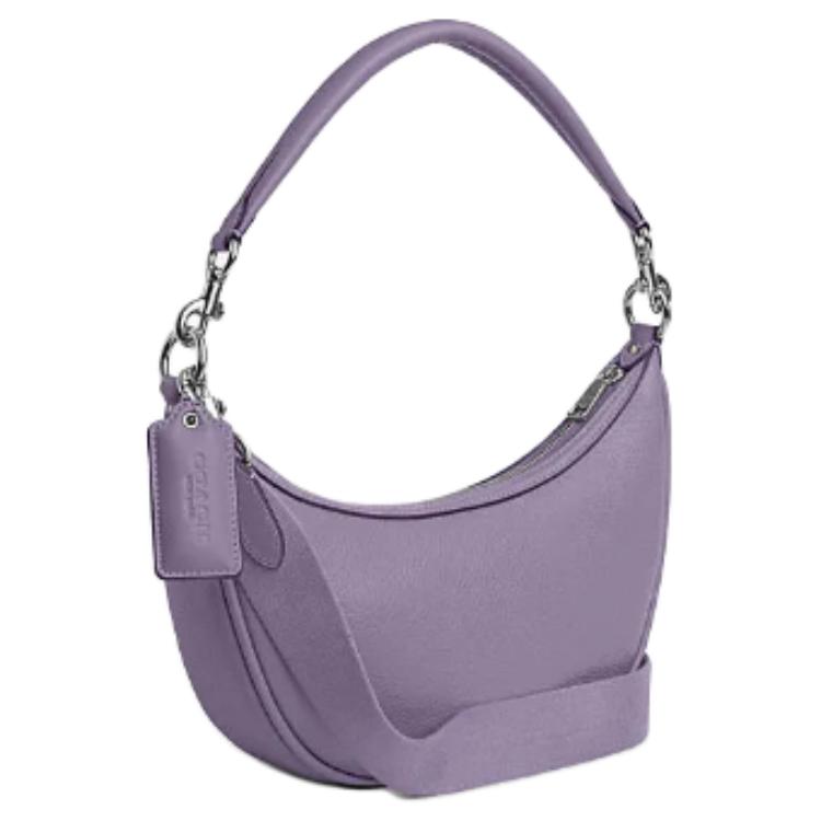 Coach Arla 26 Однотонная Универсальная Кожаная Сумка-тоут Через плечо На плечо Средняя Унисекс сумки Светло-фиолетовый CR282-SV-IZ