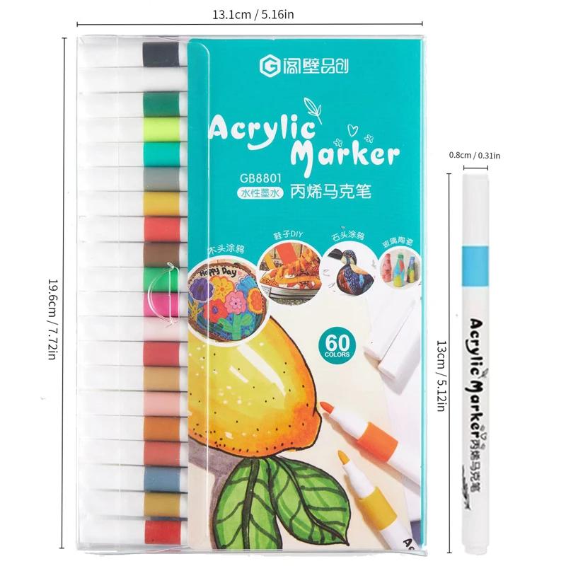 12-80 цветов, акриловый маркер, набор для рисования камнями для детей, набор ручек для рисования камнем, керамическое стекло, дерево, манга, художественные школьные принадлежности