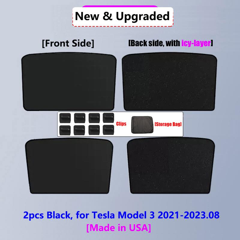 Для Tesla Model Y 3 Highland 2024 Люк на крыше Солнцезащитный козырек Передний и задний козырек на крыше Серебряный слой жалюзи на крыше Аксессуары для затемнения