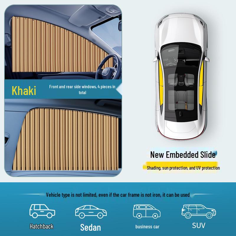 Автоматическая выдвижная шторка для бокового окна автомобиля, затемняющая, для конфиденциальности, от солнца, с магнитной шторкой