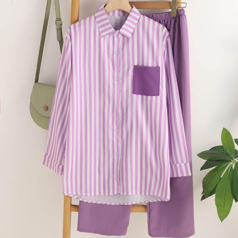 Весна и лето Женский темпераментный модный повседневный стиль в стиле вестерн, замедляющий старение, длинный рукав, полосатый спортивный костюм, повседневный костюм из двух частей