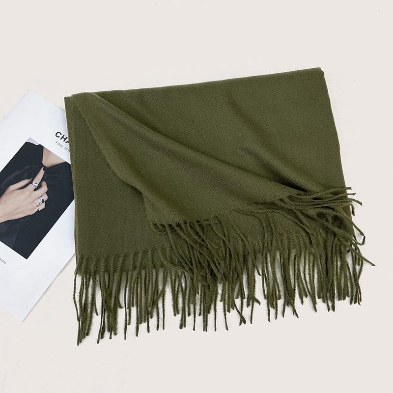 Autumn and Winter New Solid Color Scarf Imitation Cashmere Scarf Women's Warm Shawl Scarf