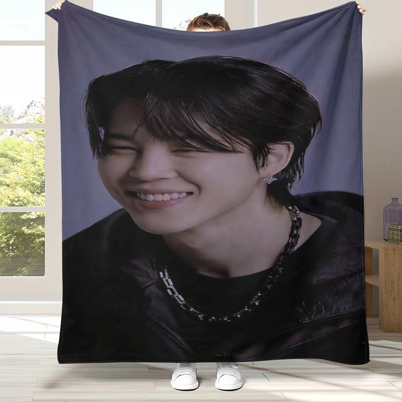 Плед фланелевый Jimin Kpop B-BTS Star, Ультрамягкий теплый плюшевый плед для дома, спальни, кровати, дивана, офиса, кемпинга, пикника, подарок