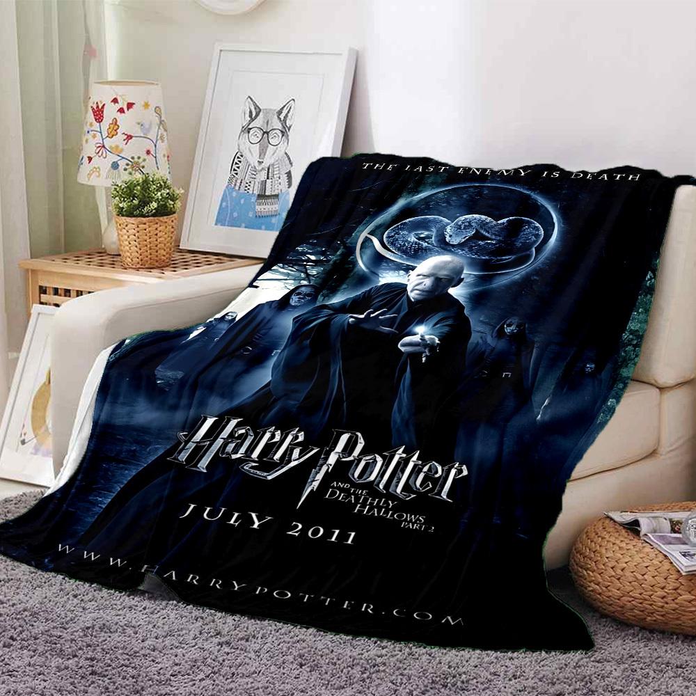 1pc Harry Potter and the Deathly Hallows Part 2 Flannel Blanket Soft Warm Throw for Home, Office, Travel, All-Season Cozy Bedding GiftL1184