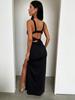 Высокий разрез узкое без рукавов сексуальное платье женское элегантное вечернее длинное платье с открытой спиной облегающее летнее платье Vestidos