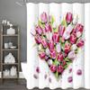 Mother's Day Love Tulip Shower Curtain, Bathroom Decorative Shower Curtain, Waterproof Shower Curtain with Hooks
