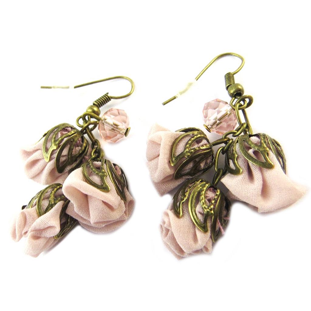 Les Trésors De Lily [P0784] - Artisanal Earrings 'Les Antoinettes' Old Pink (handmade)