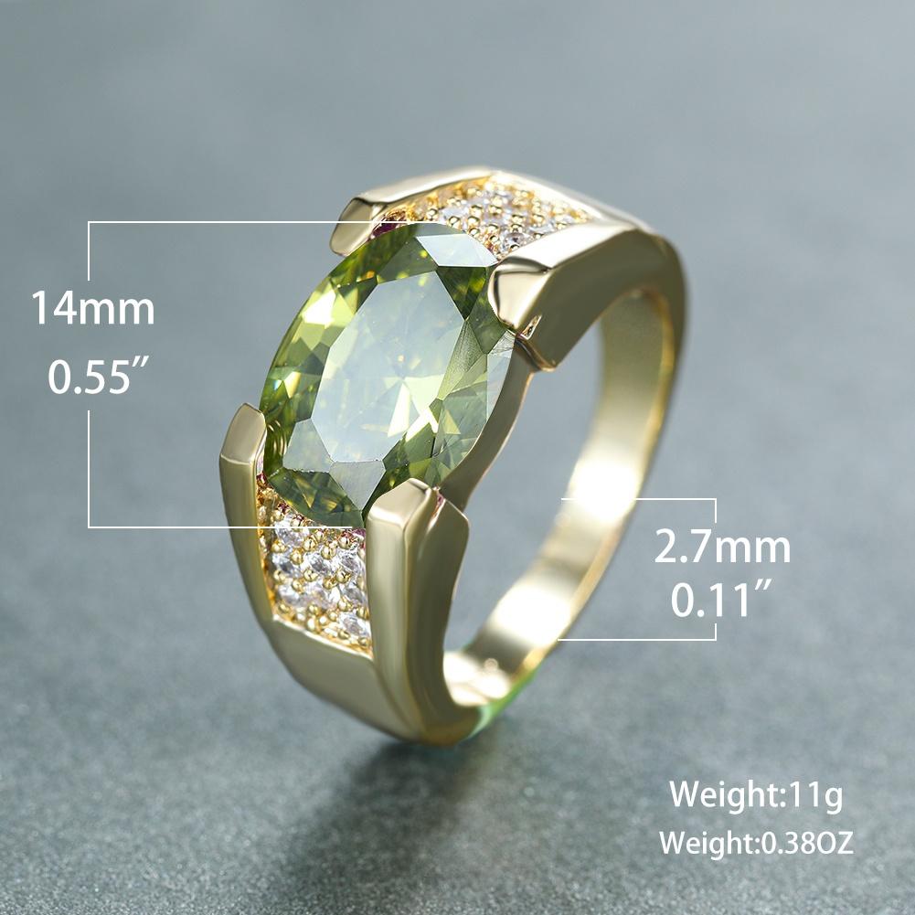 Модные ювелирные изделия золотого цвета, большие круглые овальные огранки, оливково-зеленый камень, кольцо для невесты, обручальные кольца для женщин, подарки на годовщину