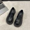 Новые туфли-лоферы в британском стиле ретро на высокой платформе, модные, универсальные, на платформе-маффин, маленькие кожаные туфли для женщин