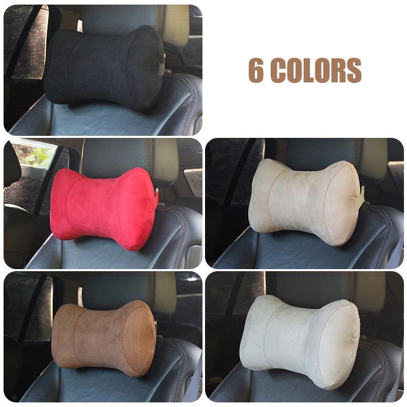 Универсальная автомобильная подушка для шеи из пены с эффектом памяти, комфортная двусторонняя замшевая подголовник, облегчение боли, анти-усталость, дорожная подушка для автомобиля