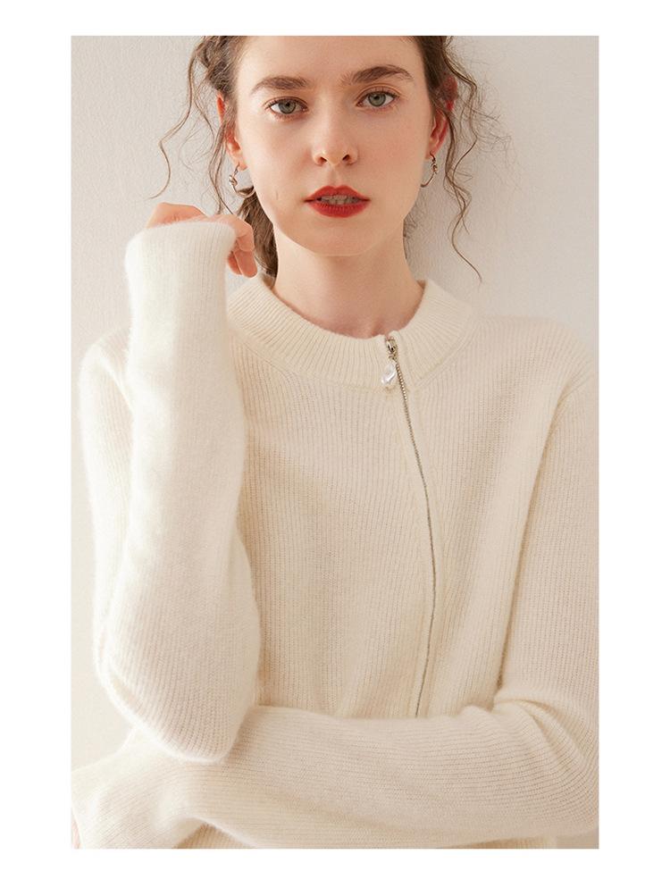 Asymmetrical Collar Double Zipper Knit Cardigan Jacket - Versatile Round Neck Cashmere Cardigan for Women, 2026 Edition