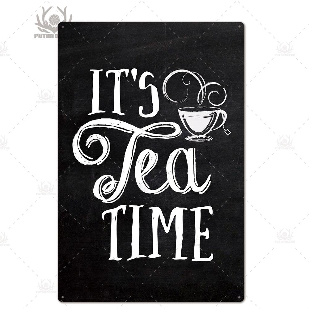 Tea Sign Metal Sign Plaque Metal Vintage Shabby Chic Tin Sign Metal Poster Decorative Iron Plate Kitchen Wall Decor