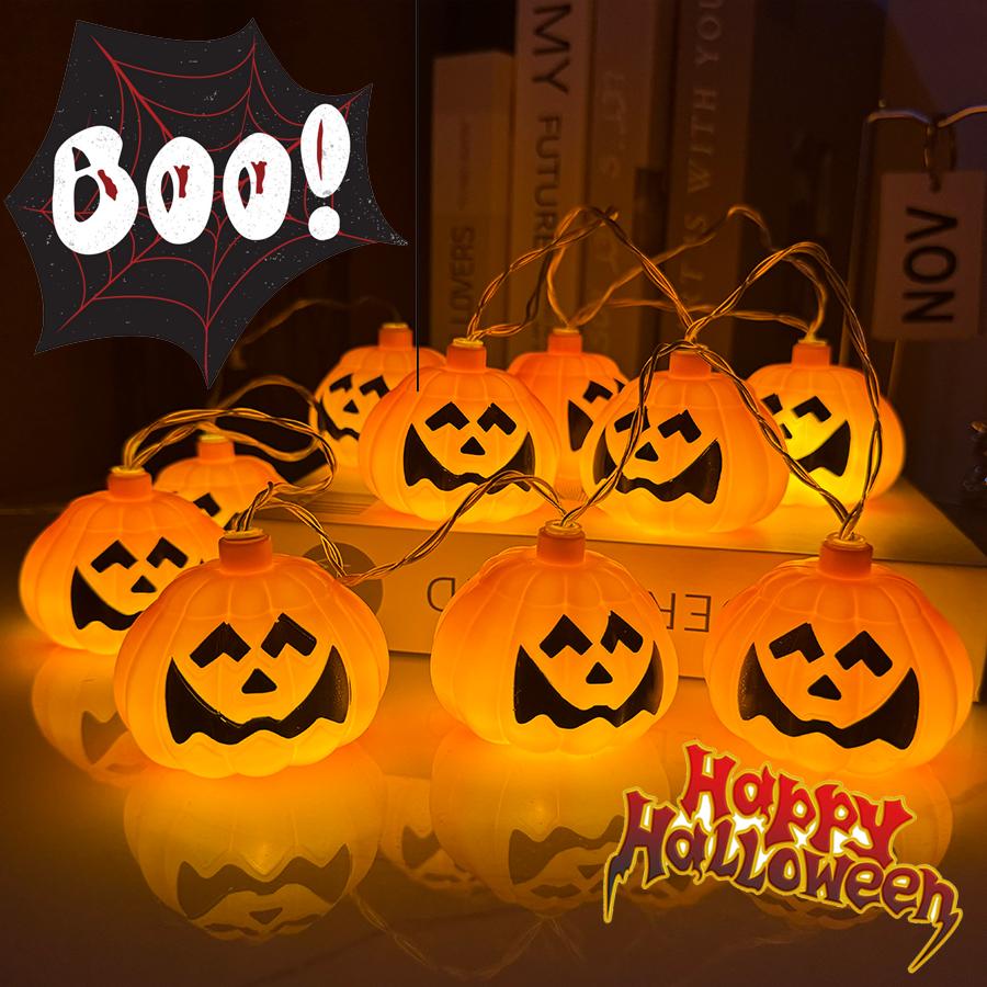 Piece 1 Halloween String Lights 1.5m59inch Ghost Face Pumpkin Solar String Lights Can Be Hung on The Yard Party Lawn