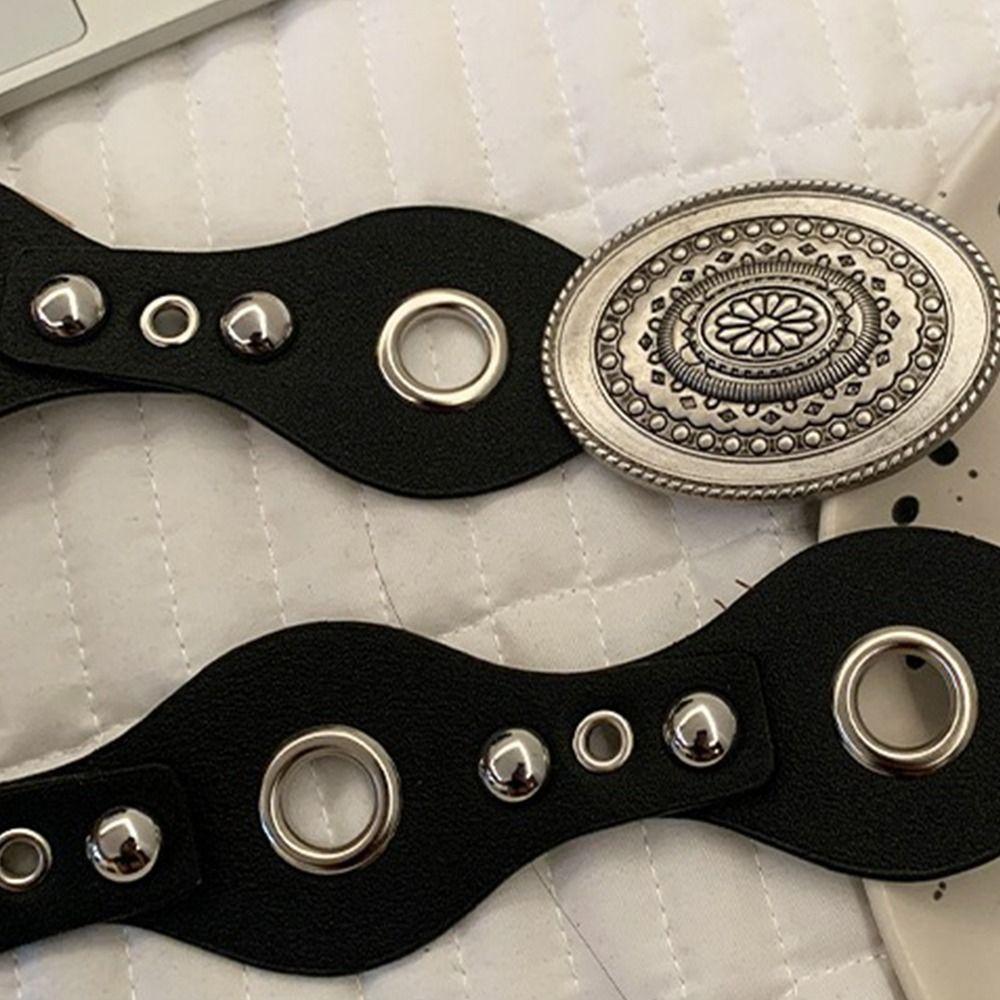 Vintage Women's Rivet Belt Leopard Dress Jeans Belt Leather Waistband  Waist Accessories