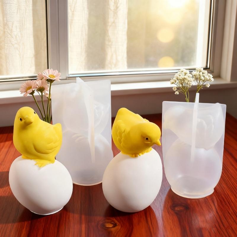 Силиконовые формы 'Цыпленок на яйцах' Форма для пасхальной свечи из силикона Пищевой силикон Форма для выпечки свечей, мыла, шоколада