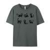 Скелет кошки Серая футболка Графическая футболка Camiseta T-shirt для мужчин Рубашки ко Дню национального флага Графическая футболка Хлопковая футболка Мужские топы Футболки