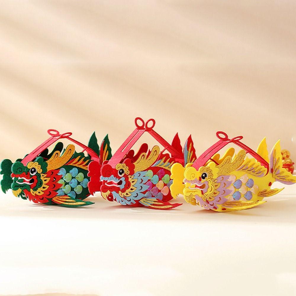Cartoon Dragon Boat Festival Fish Lantern Non-Woven Fabric Fish Shape Storage Basket  DIY