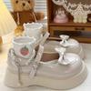 Модные туфли ZOKI Lovely Pearl Strap Lolita для женщин, милые туфли Мэри Джейн на платформе с бантом, женские лакированные туфли без каблука с нескользящей подошвой, 2025