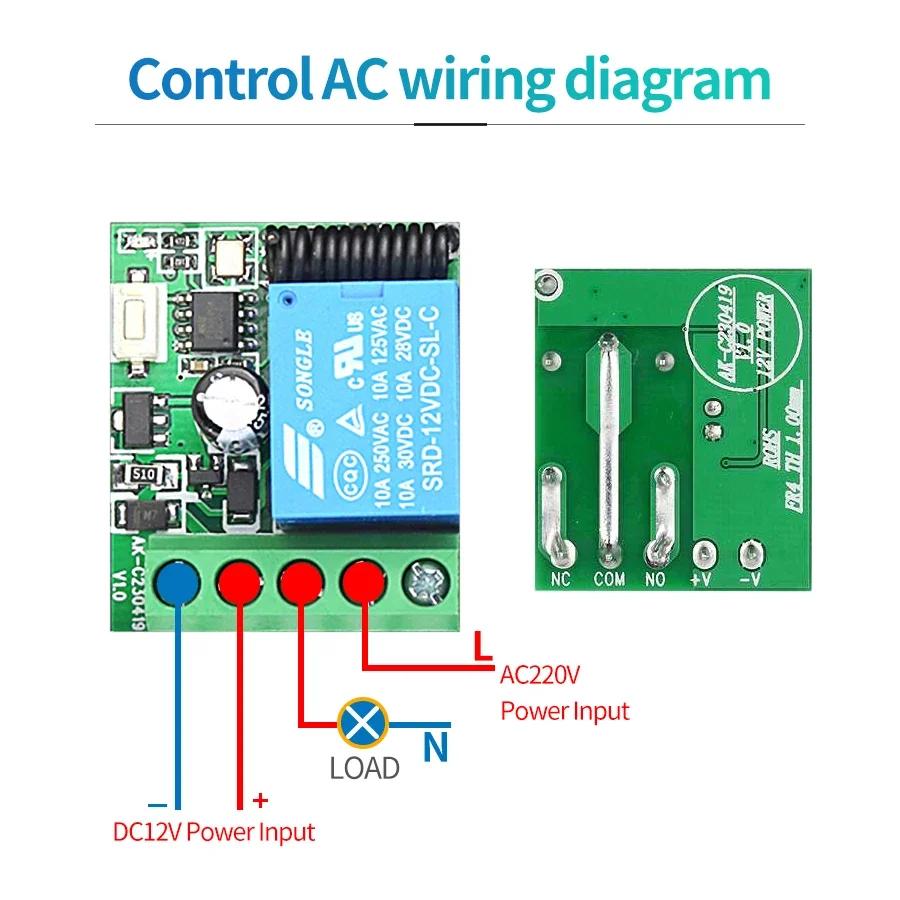 Пульт дистанционного управления RF433Mhz DC 12V 1CH 10A Релейный приемник DIY Модуль Беспроводной выключатель света Передатчик для автомобиля Ворота Гаражные ворота Замок