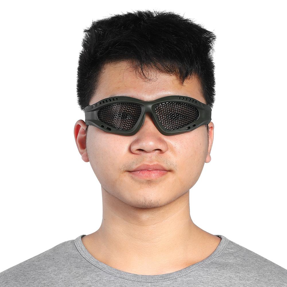 Metal Mesh Eye   CS Game Glasses With   Strap(  Green)