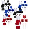 Kids Girls Cheer Leader Costume Halloween Cosplay Party Outfits Uniform Sleeveless Dress with Pom Poms Hair Tie Socks