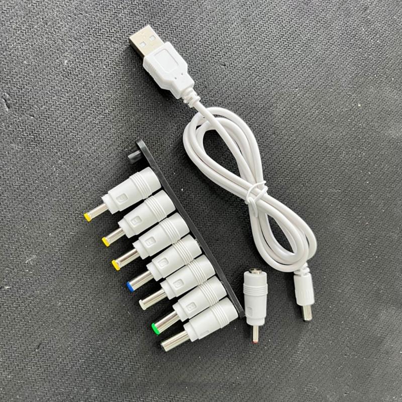 Usb To DC5V Power Cord Multifunctional with DC5.5x2.1 5.5x2.5 4.0x1.7 8pcs Plugs 8-In-1 USB toDC Charging Cable
