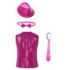 Boys Shiny Sequin Vest Sleeveless V Neck Design Button Front Jazz Dance Costume Vest Set