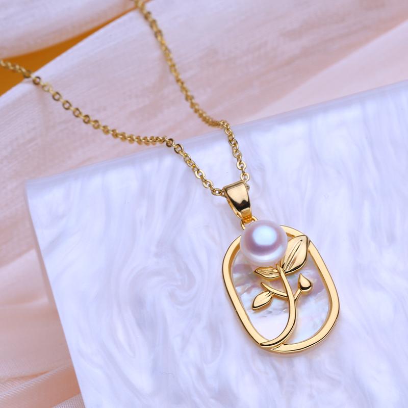 seniko Ожерелья из натурального пресноводного жемчуга для женщин, модный квадратный кулон с цепочкой, подарок на день рождения