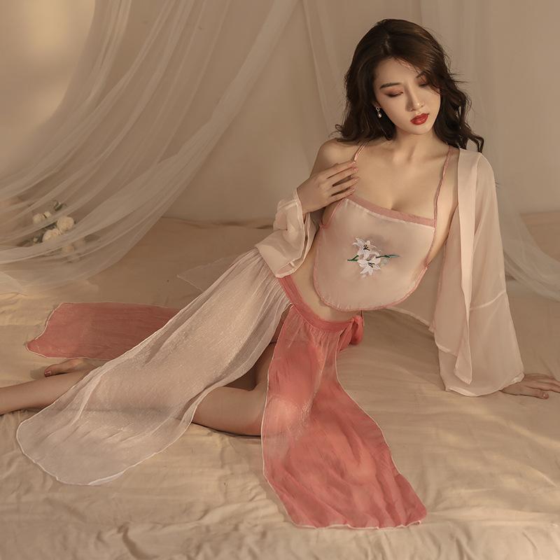 Bingluo fruit series classical Hanfu belly pocket erotic underwear chiffon perspective pure desire temptation sexy retro