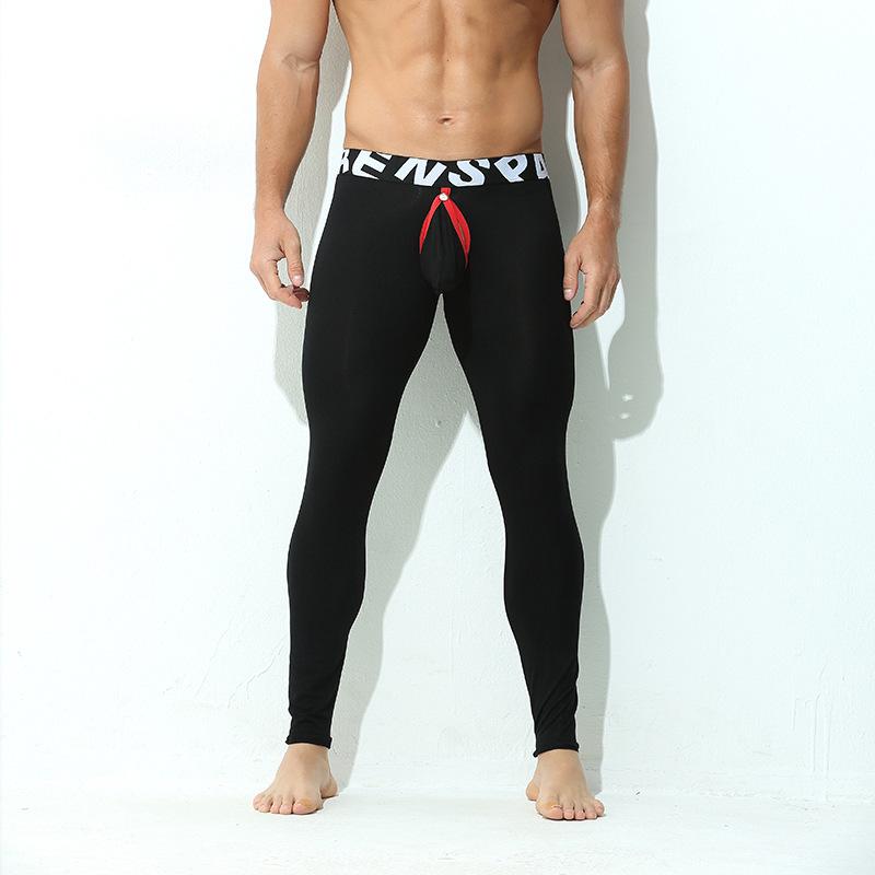 Мужские хлопковые базовые леггинсы для кросс-кантри: Фронтальная застежка, Высокая эластичность, Дышащий, Плотно прилегающий, U-выпуклый дизайн, Длинное нижнее белье.