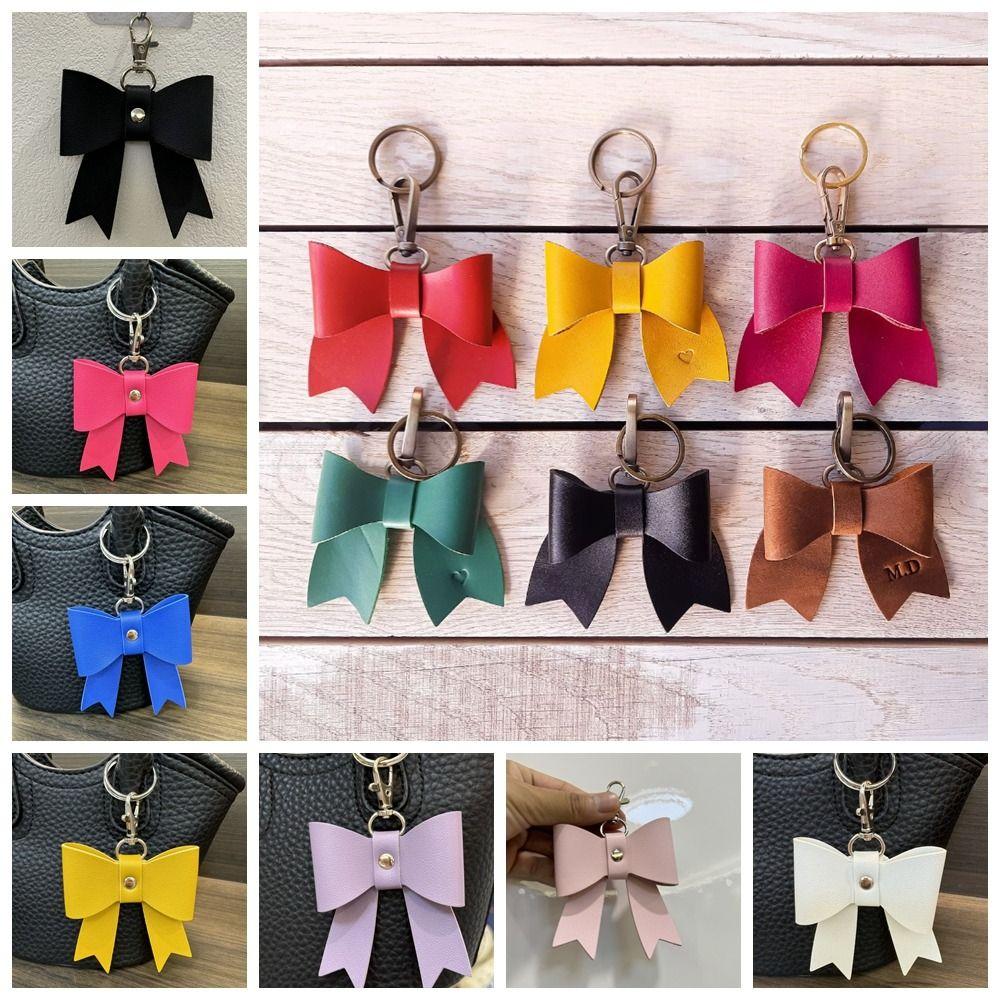 Luxury Pu Key Chain Korean Style Bag Pendant Sweet Bowknot Leather Keyring Backpack Decor