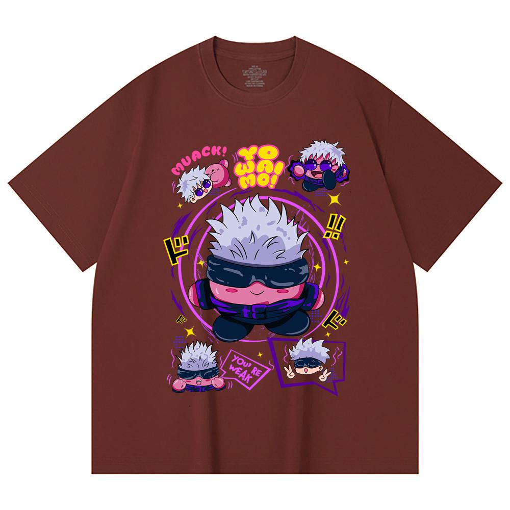 230 г/м² 100% хлопок Jujutsu Kaisen V41 Kirby Gojo Принт Унисекс Тяжелая хлопковая футболка