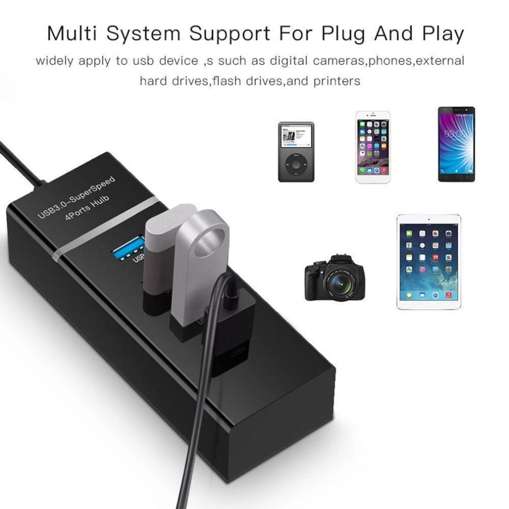 Durable Universal High Speed Up to 5Gbps Expander 4 Ports Splitter USB 3.0 Hub Data Sync Adapter