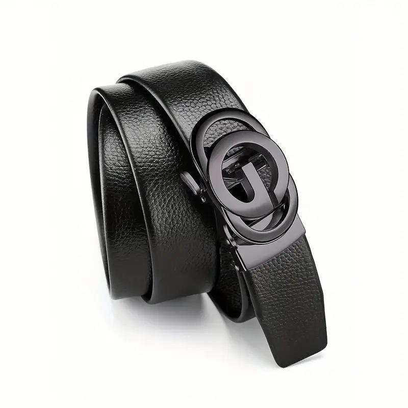 New Men'S Belt Alloy Automatic Buckle Belt Men'S Business Leather Belt Direct Supply