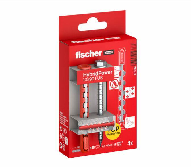 Fischer Kołek Hybridpower 10X90 4Szt. Blister Klucz Ognioodporny