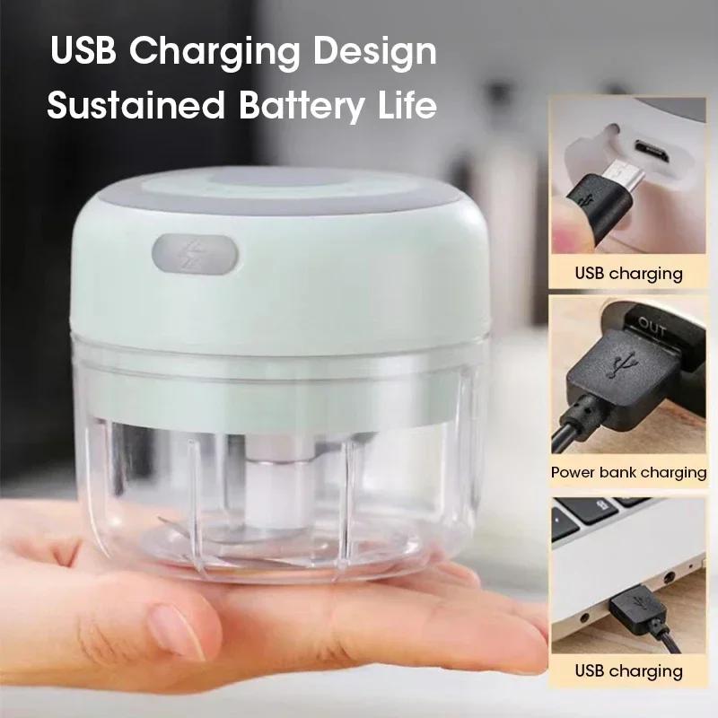 250ML USB Electric Mini Garlic Chopper Powerful Meat Grinder And Vegetable Onion Crusher For Cutter Kitchen Cooking Accessories