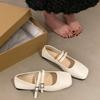 Retro Square Head Shallow Mouth Single Shoes Female Spring and Fall Temperament Fairy Soft Flat Bottom Mary Jane Shoes
