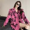 Spring Autumn New Style Women High Sense Fashion Printing Loose Coat And Jackets