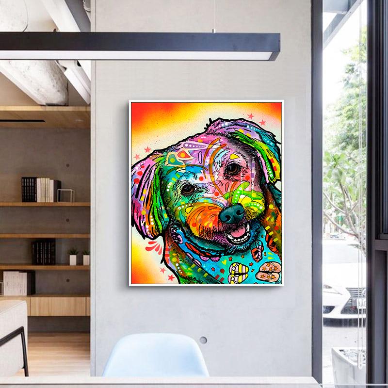 5D Алмазная вышивка животных Цветная голова собаки вышивка крестиком Алмазная картина круглые стразы Домашний декор подарок